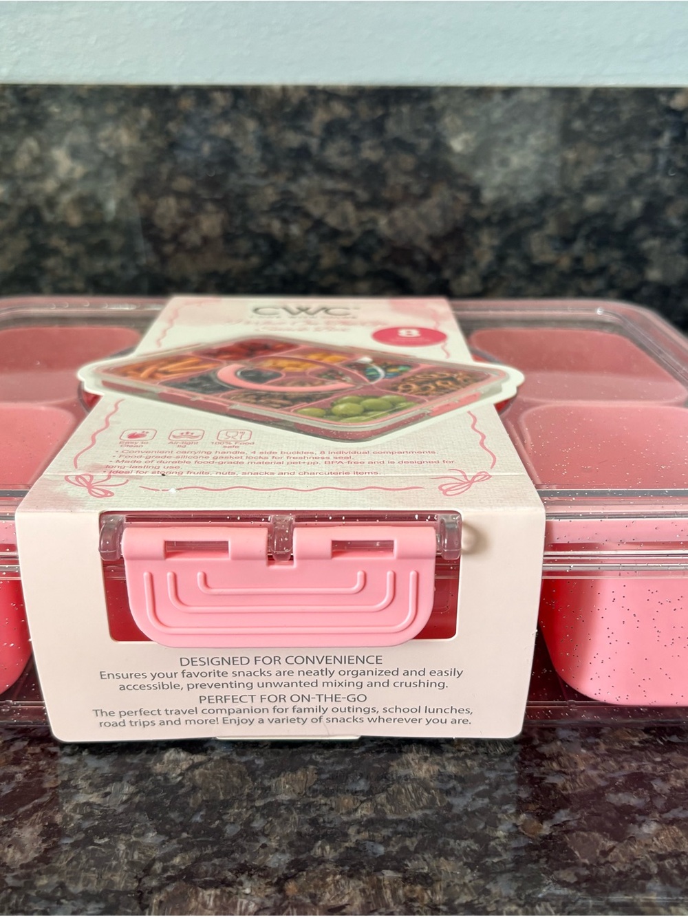 CWC Pink 8-Compartment Snack Box - Perfect On-The-Go Organizer - Picture 2 of 12